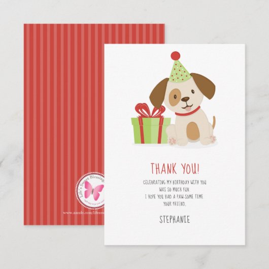 Invitation Merci d'anniversaire mignon (Devant / Derrière)