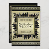 Invitation Merci d'art déco épousant le charme d'or de (Devant / Derrière)