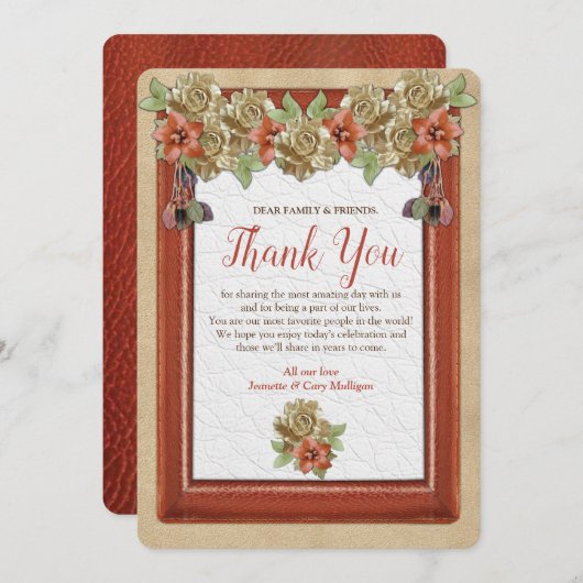 Invitation Merci d'art textile en cuir et daim (Devant / Derrière)