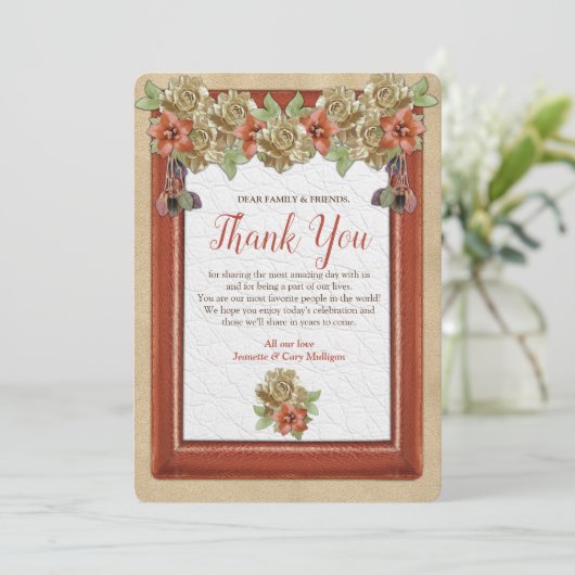 Invitation Merci d'art textile en cuir et daim (Debout devant)