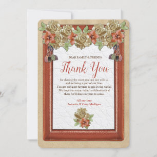 Invitation Merci d'art textile en cuir et daim