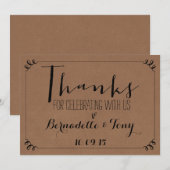 Invitation Merci D'Avoir Célébré Avec Nous ! Merci mariage (Devant / Derrière)