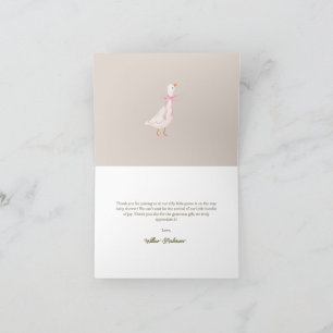 Invitation Merci de Baby shower de fille sotte rose oie