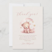 Invitation Merci de Baby shower de l'ours en peluche rose (Devant)