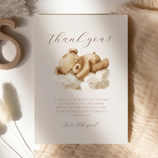 Invitation Merci de Baby shower d'ours en peluche mignonne do