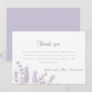 Invitation Merci de Baby shower floral lavande