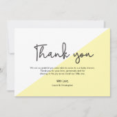 Invitation Merci de Baby shower moderne jaune simple (Devant)