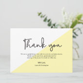 Invitation Merci de Baby shower moderne jaune simple (Debout devant)