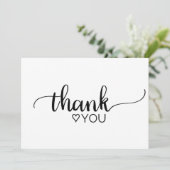 Invitation Merci de calligraphie simple noir et blanc (Debout devant)