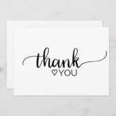 Invitation Merci de calligraphie simple noir et blanc (Devant / Derrière)