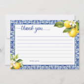 Invitation Merci de citrons bleu méditerranéen (Devant)