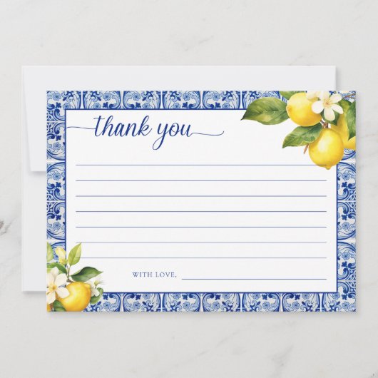 Invitation Merci de citrons bleu méditerranéen (Devant)