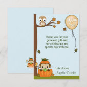 Invitation Merci de Citrouille d'automne de Boy MONKEY (FLAT) (Devant / Derrière)