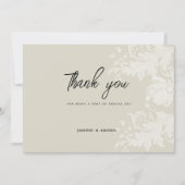 Invitation Merci de dentelle blanche neutre rustique (Devant)