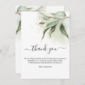 Invitation Merci de deuil de l'Eucalyptus vert or (Devant / Derrière)