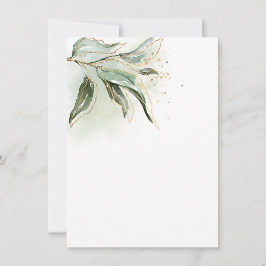 Invitation Merci de deuil de l'Eucalyptus vert or (Dos)