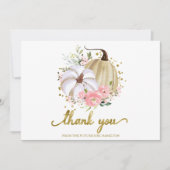 Invitation Merci de Fête des mariées d'automne Citrouille ros (Devant)