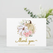 Invitation Merci de Fête des mariées d'automne Citrouille ros (Debout devant)