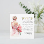 Invitation Merci de Fête des mariées Mariage d'aquarelle flor (Debout devant)