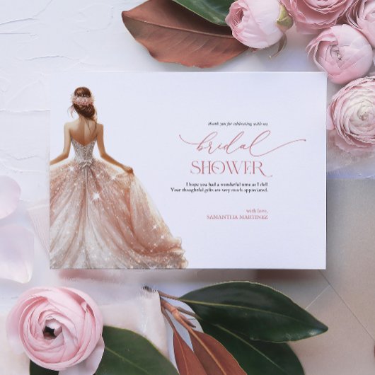 Invitation Merci de Fête des mariées rose vif