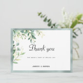 Invitation Merci de feuillage de l'eucalyptus vert menthe (Debout devant)