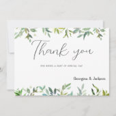 Invitation Merci de feuillage vert foncé à la menthe botaniqu (Devant)