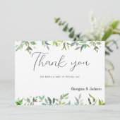 Invitation Merci de feuillage vert foncé à la menthe botaniqu (Debout devant)