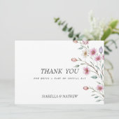 Invitation Merci de fleurs de printemps lilas à la menthe bla (Debout devant)