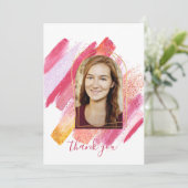 Invitation Merci de graduation moderne rose & or Arché Inv (Debout devant)