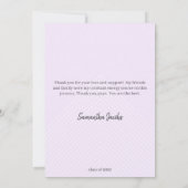 Invitation Merci de graduation mou violet et doré (Dos)