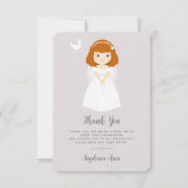 Invitation Merci de la fille à tête rouge de la colombe commu (Devant)