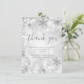 Invitation Merci de mariage d'hiver Festive Sparkle Silver (Debout devant)