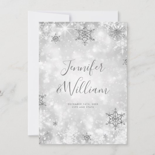Invitation Merci de mariage d'hiver Festive Sparkle Silver (Dos)