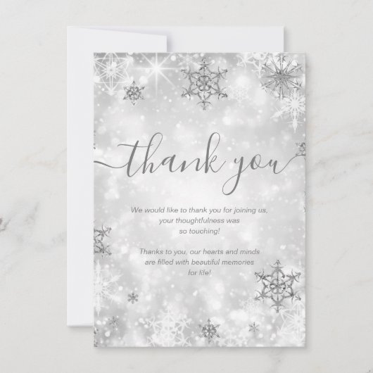 Invitation Merci de mariage d'hiver Festive Sparkle Silver (Devant)
