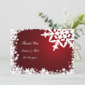 Invitation Merci de mariage d'hiver rouge (Debout devant)
