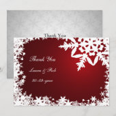 Invitation Merci de mariage d'hiver rouge (Devant / Derrière)