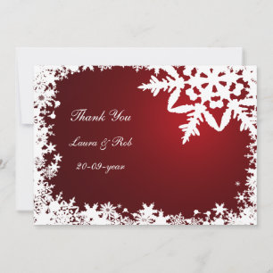 Invitation Merci de mariage d'hiver rouge