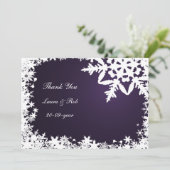 Invitation Merci de mariage d'hiver violet (Debout devant)