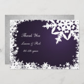 Invitation Merci de mariage d'hiver violet (Devant / Derrière)