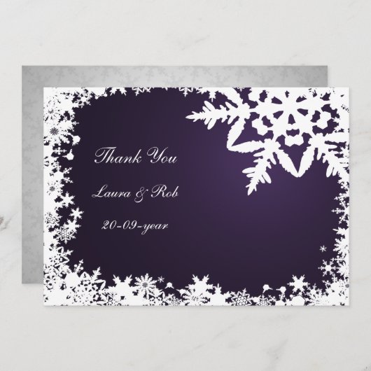 Invitation Merci de mariage d'hiver violet (Devant / Derrière)