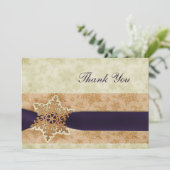 Invitation Merci de mariage d'hiver violet rustique (Debout devant)