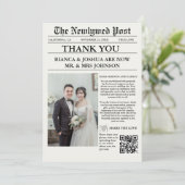 Invitation Merci de Mariage photo unique du journal (Debout devant)