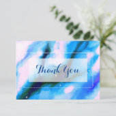 Invitation Merci de partie Abstraite marbrée bleu (Debout devant)