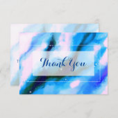Invitation Merci de partie Abstraite marbrée bleu (Devant / Derrière)