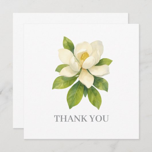 Invitation Merci de peinture à la fleur de Magnolia (Devant / Derrière)