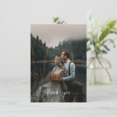 Invitation Merci de photo floral d'ivoire rose (Debout devant)