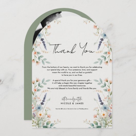 Invitation Merci de printemps Fleur sauvage aquarelle (Devant / Derrière)