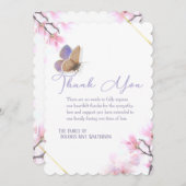 Invitation Merci de Sympathie du papillon rose et pourpre  (Devant / Derrière)