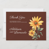 Invitation Merci de tournesol de menthe orange brun tourbé (Devant)