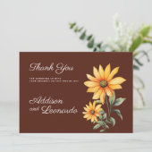 Invitation Merci de tournesol de menthe orange brun tourbé (Debout devant)